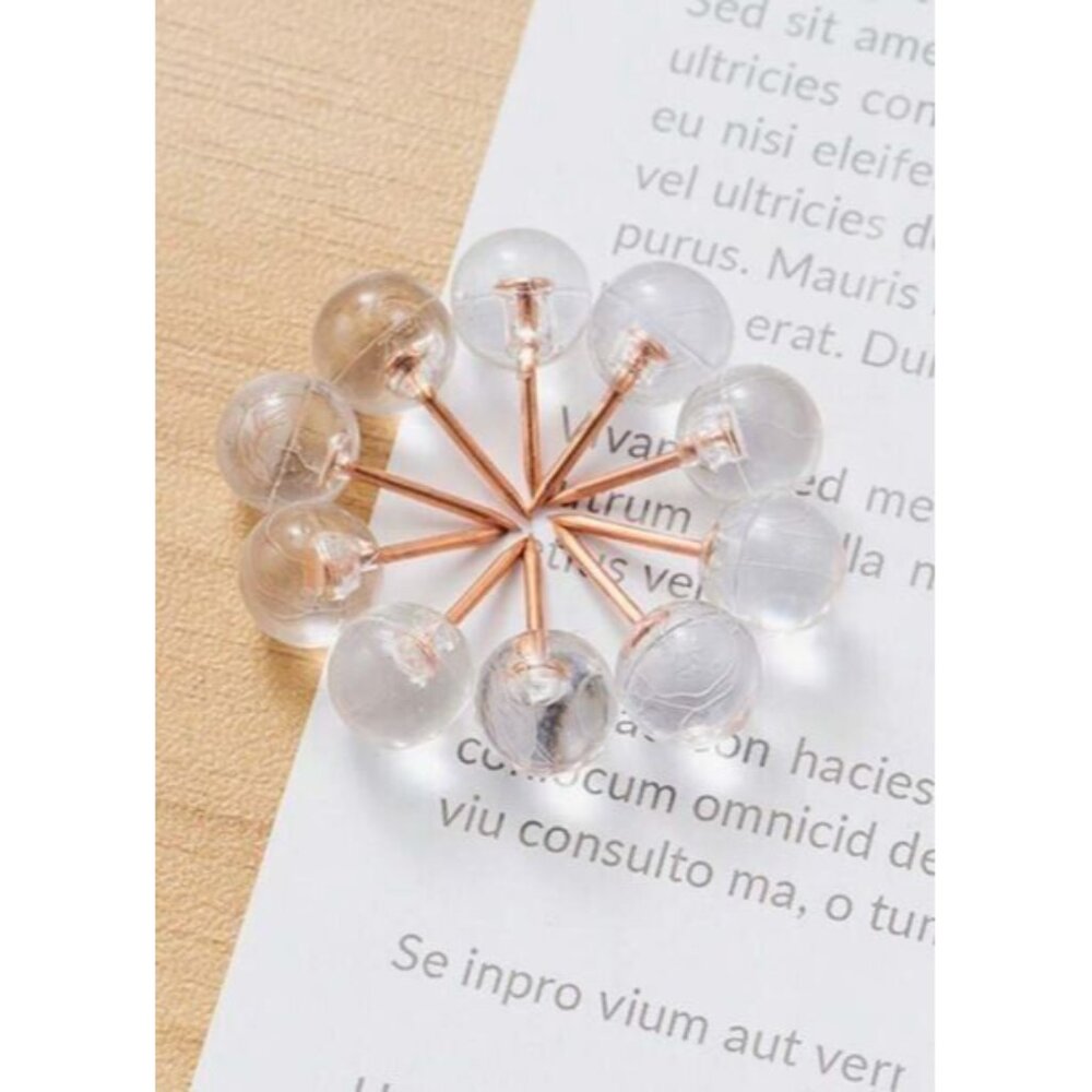 U BRANDS Push Pins 100 Count Clear Sphere Rose Gold